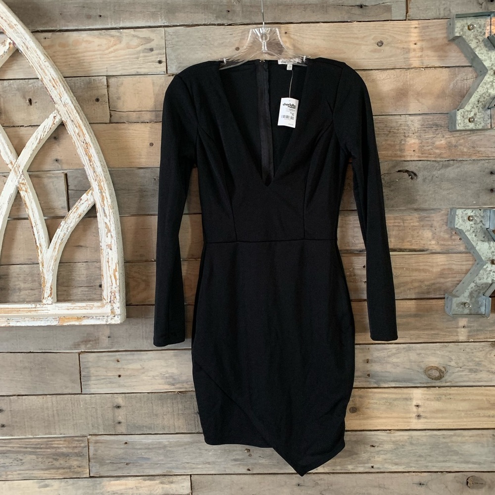 Black Dress with plunging neckline